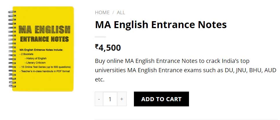MA English Entrance Notes