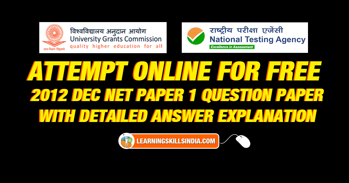2012 NET Paper 1 Question Paper with Answers