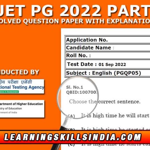 CUET PG 2022 Part A Question Paper with Explanation (Video)